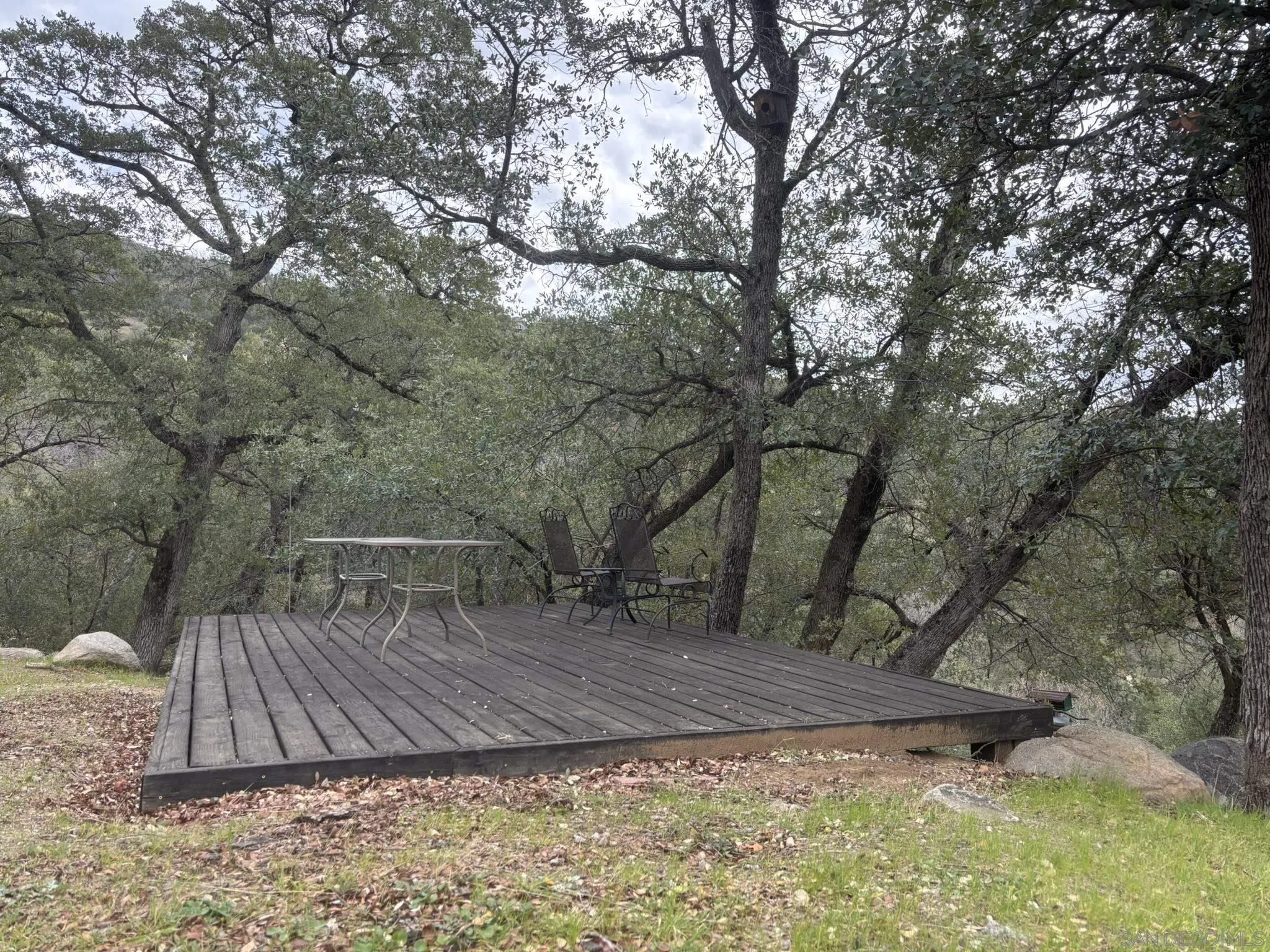 7317 Starlight Way Julian, CA 92036 - Photo 13 of 19 a view of backyard with wooden fence and large trees