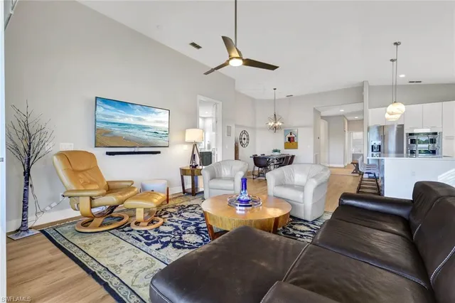 a living room with furniture