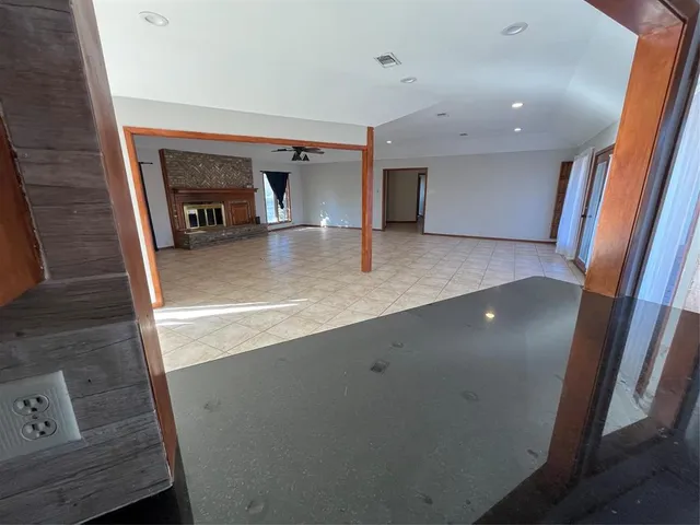 a view of a hallway with workspace