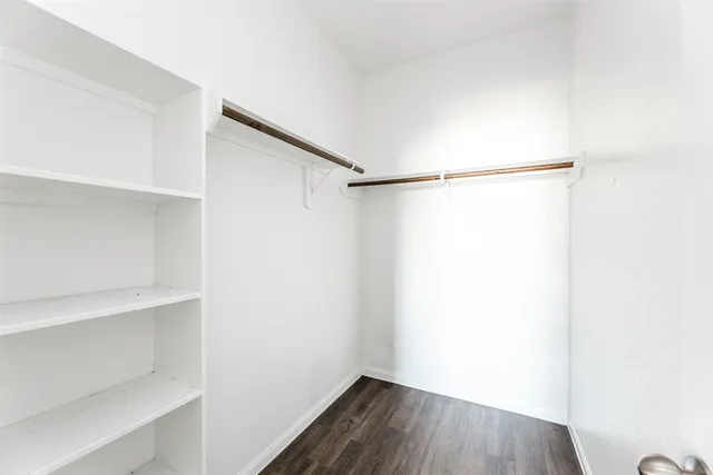 a view of small space with wooden floor