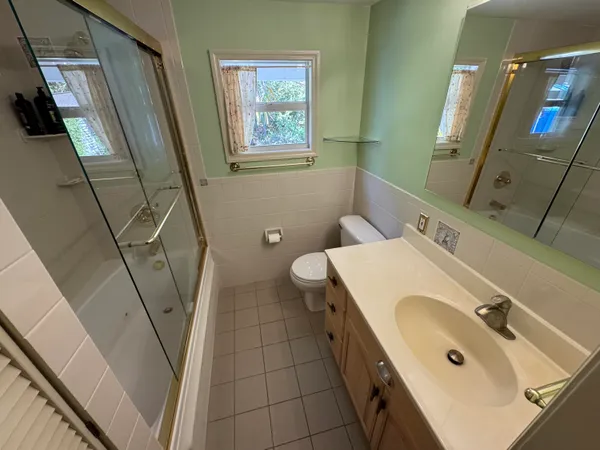 a bathroom with a sink a mirror and a toilet