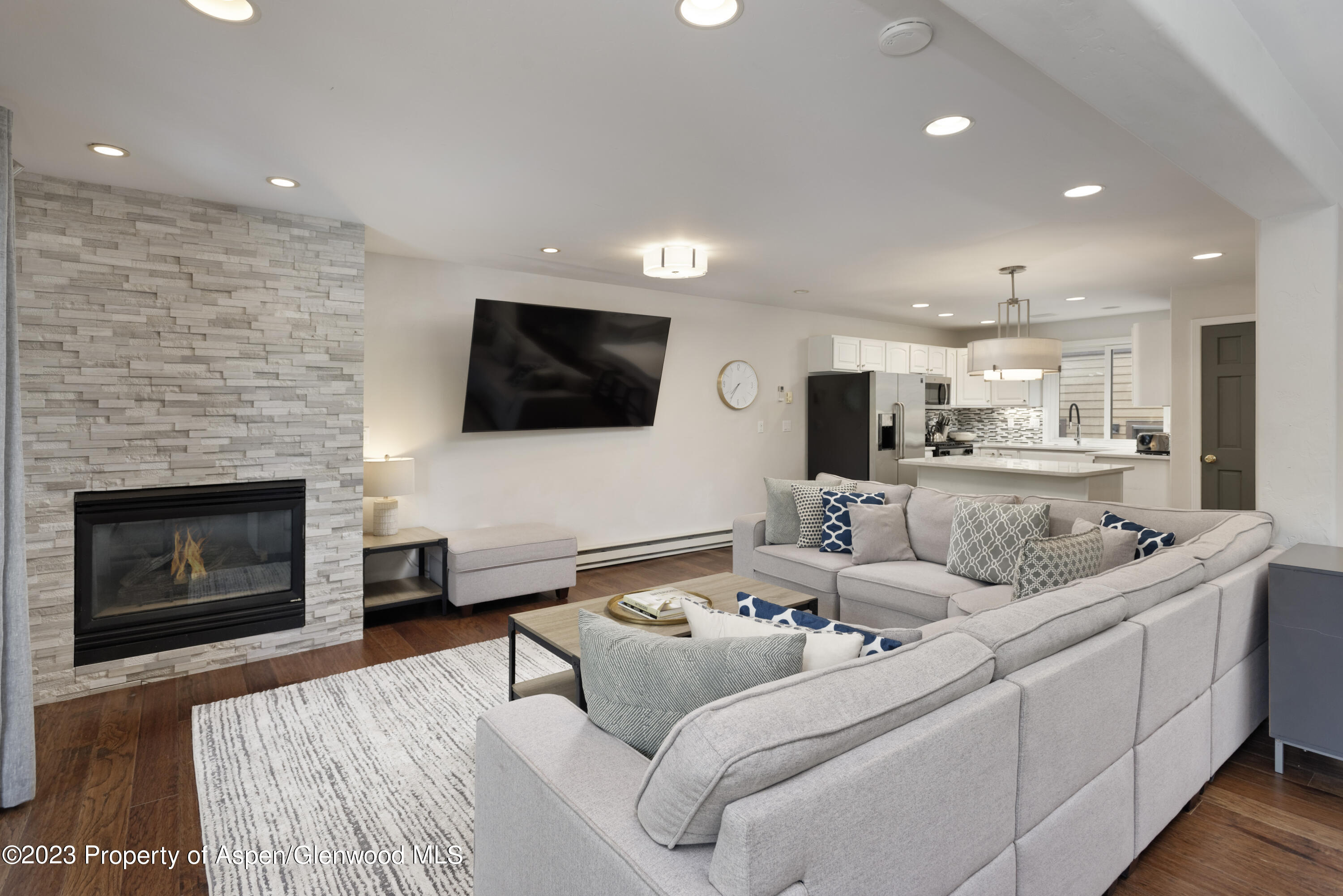 650 South Monarch Street, Unit 2 Aspen, CO 81611 - Photo 2 of 21 a living room with furniture and a flat screen tv