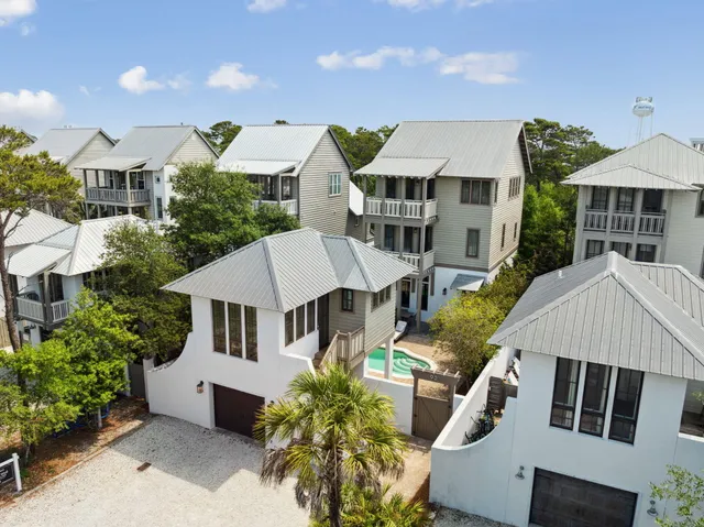 an aerial view of a house