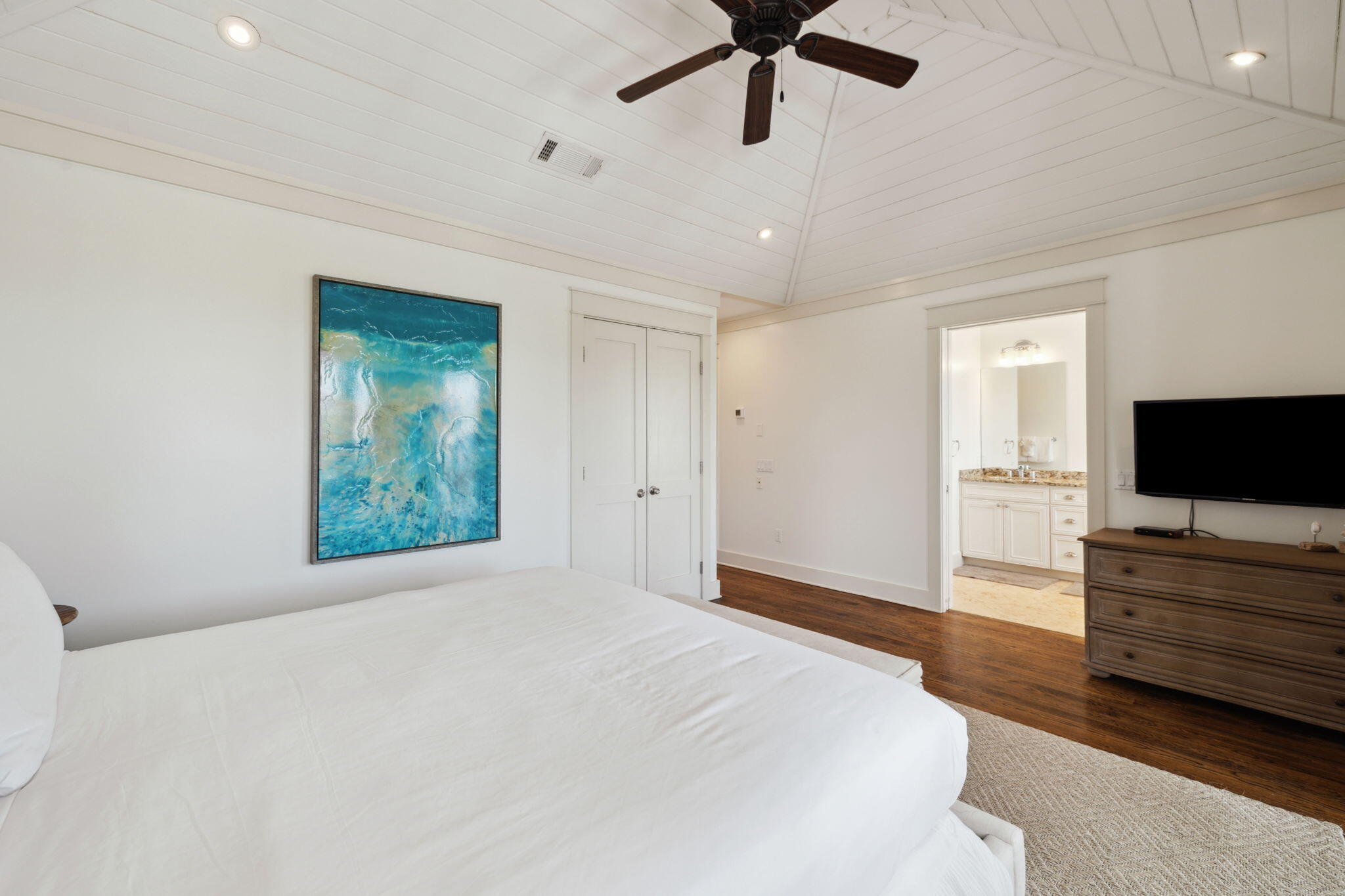 92 North Winston Lane Inlet Beach, FL 32461 - Photo 23 of 44 a bedroom with a bed and a flat screen tv