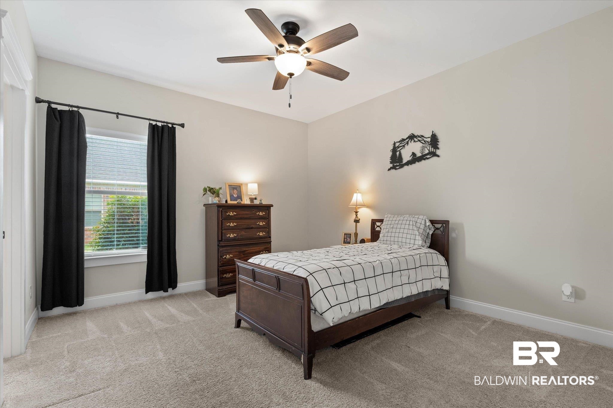 24821 Austin Road Daphne, AL 36526 - Photo 12 of 24 Bedroom with light colored carpet and a ceiling fan