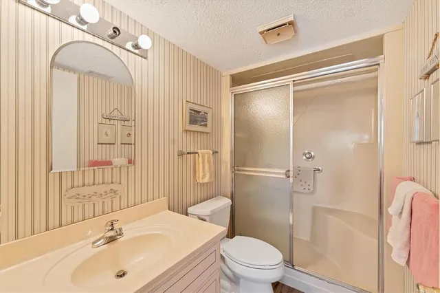 a group of table sitting in front of building