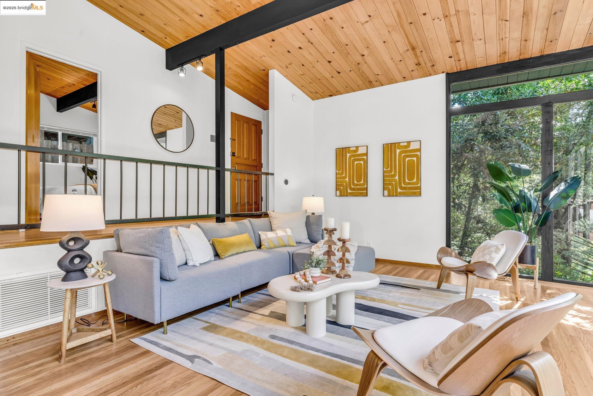 2211 Arrowhead Drive Oakland, CA 94611 - Photo 12 of 52 Living room featuring wooden ceiling and wood finished floors