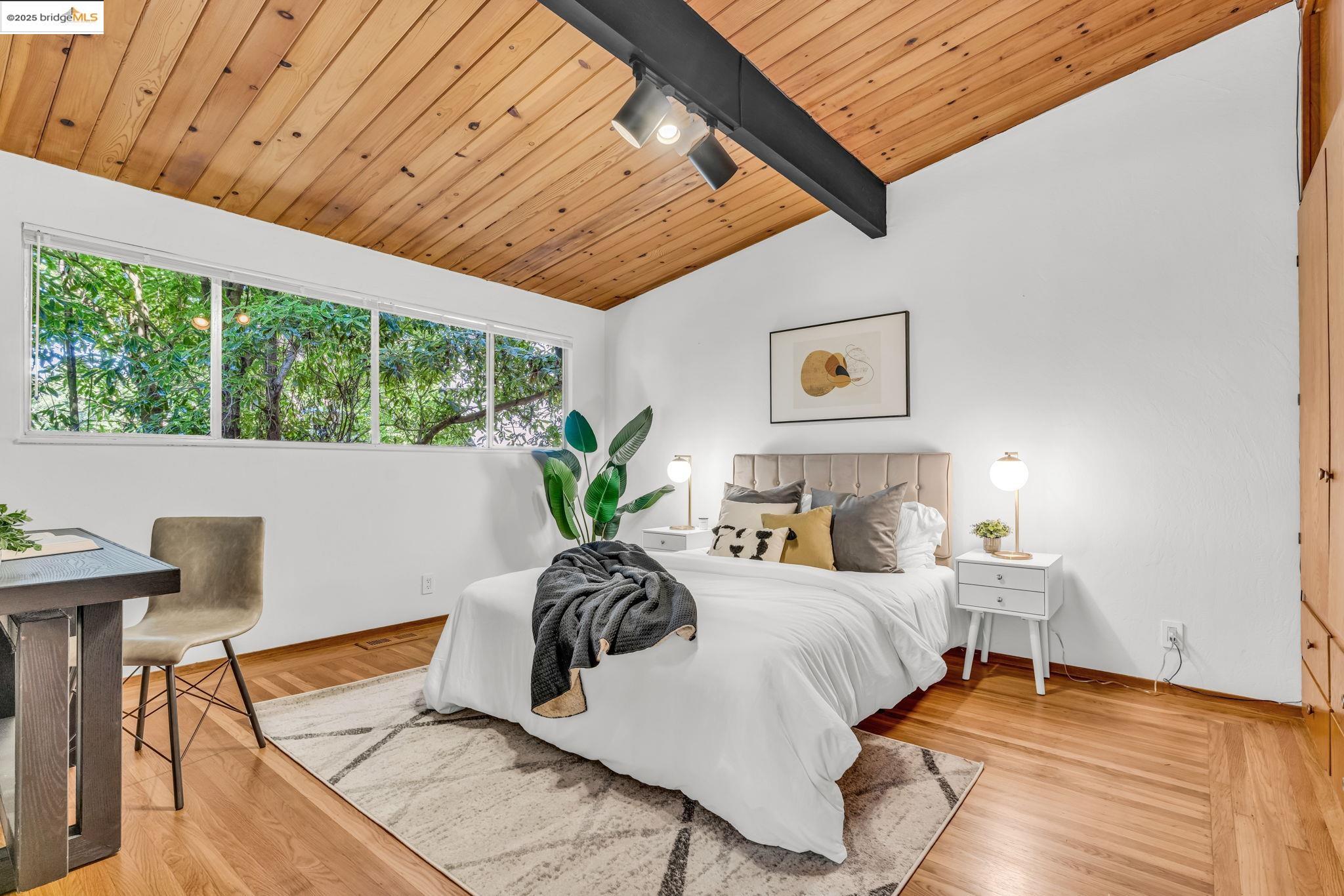 2211 Arrowhead Drive Oakland, CA 94611 - Photo 29 of 52 Bedroom featuring light wood-type flooring and wood ceiling