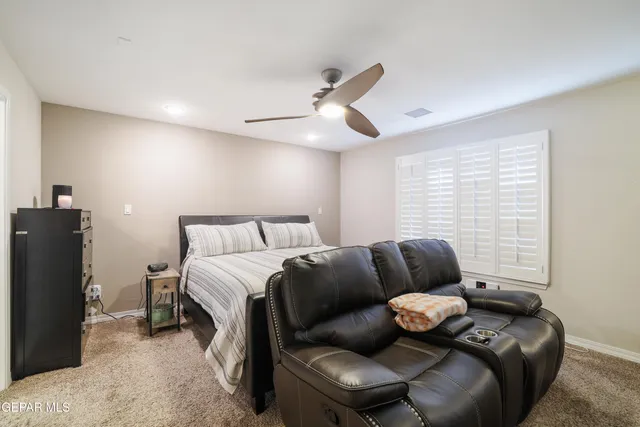a living room with furniture a fireplace and a potted plant
