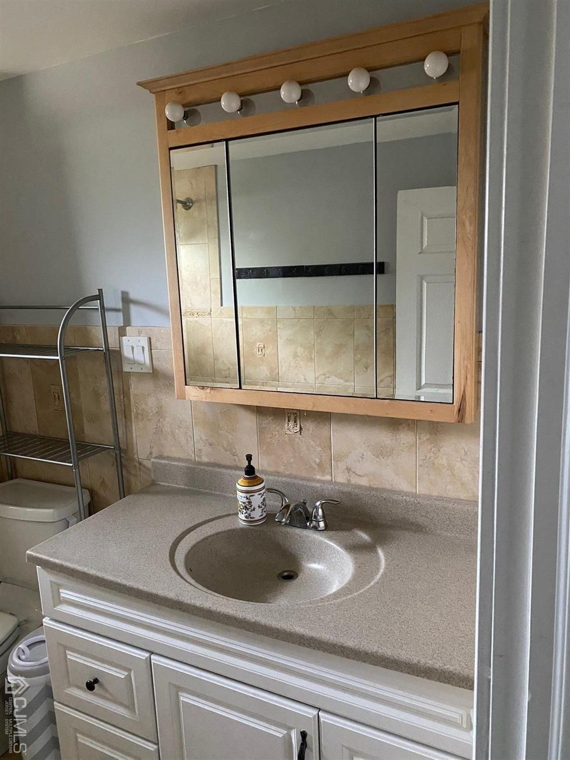 332 New Market Road Dunellen, NJ 08812 - Photo 9 of 16 a bathroom with a sink and a mirror