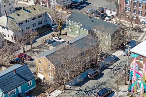 an aerial view of a house