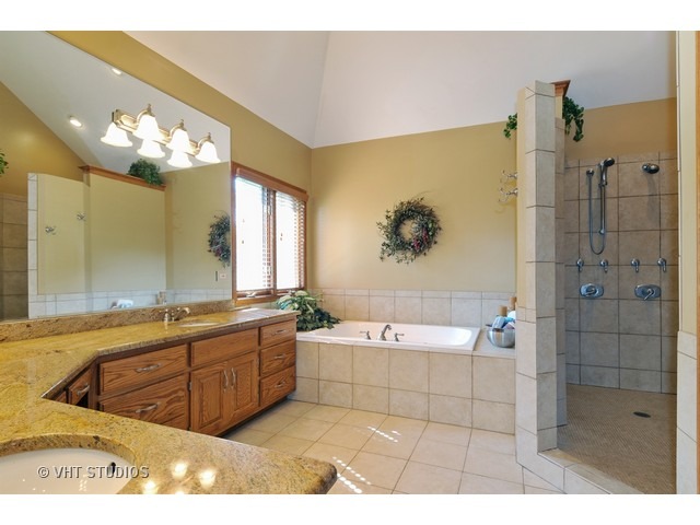 3737 Wolf Road Oswego, IL 60543 - Photo 17 of 25 a bathroom with a tub sink and mirror