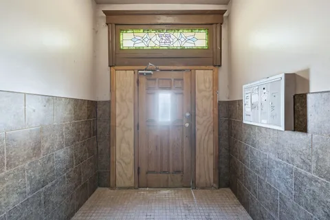 a view of hallway with shower
