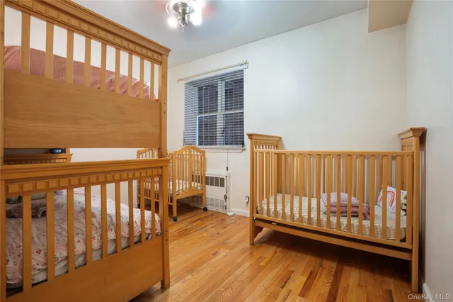 a view of a porch with wooden floor