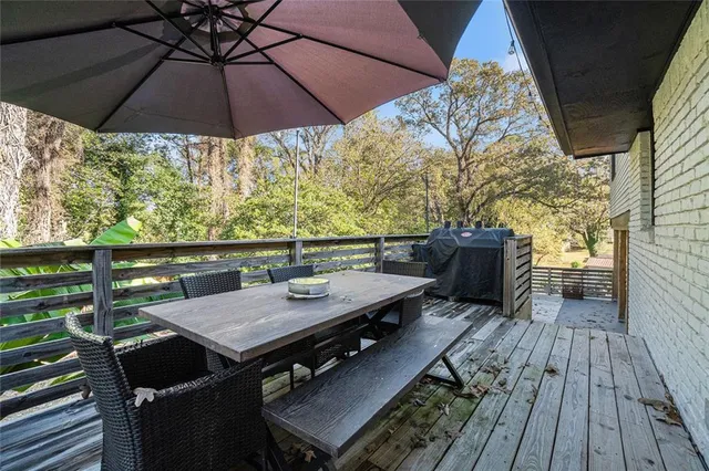 a view of deck with seating space