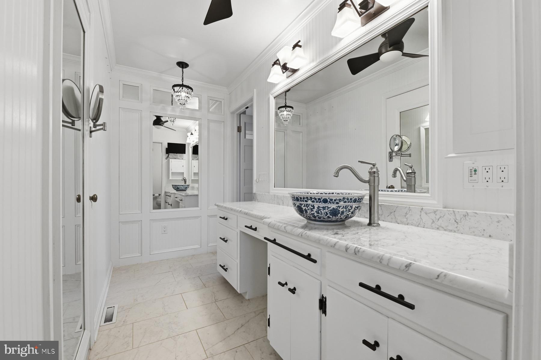 2907 Lawndale Road Finksburg, MD 21048 - Photo 37 of 75 a bathroom with a granite countertop sink a mirror and shower