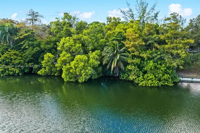 a view of a lake with a city