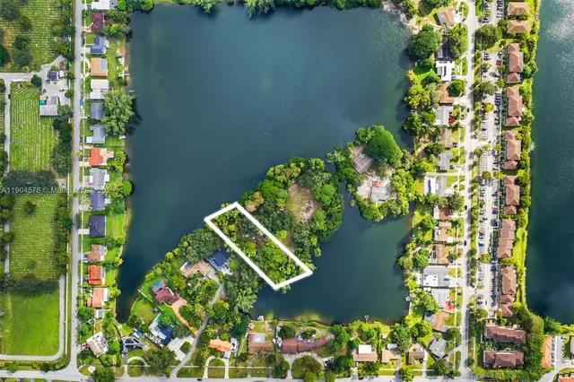 a view of a lake with a city