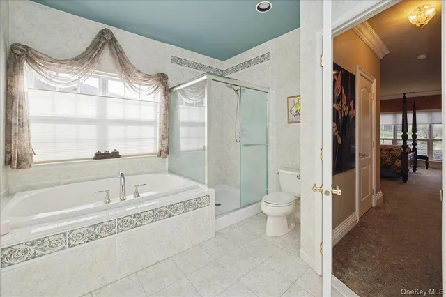 a spacious bathroom with a granite countertop tub shower and a sink