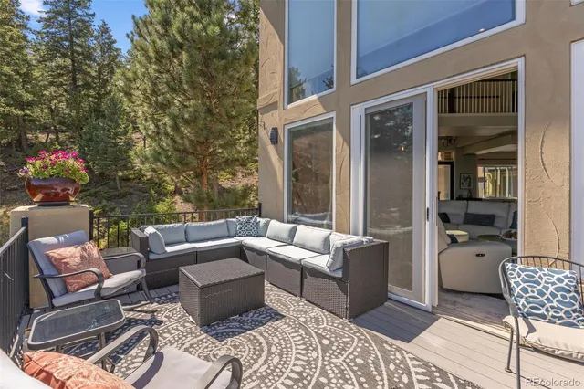 a outdoor living space with furniture and a potted plant