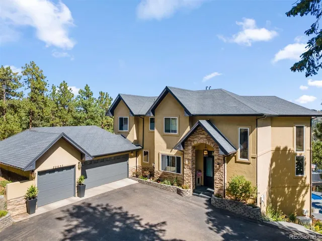 an aerial view of a house