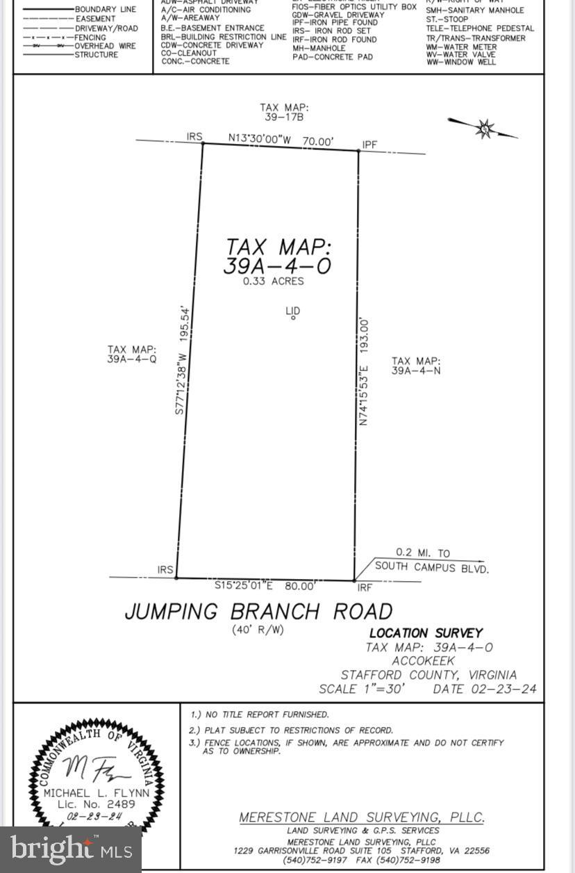 0 Jumping Branch Road Stafford, VA 22554 - Photo 2 of 18 Land survey map of Jumping Branch Road.