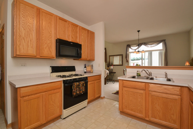 269 Grand Ridge Road, Unit 269 St. Charles, IL 60175 - Photo 8 of 25 a kitchen with stainless steel appliances granite countertop a sink stove and microwave