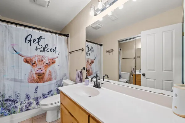 a bathroom with a sink a mirror and a toilet