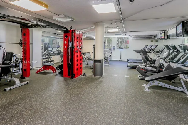 a view of a room with gym equipment