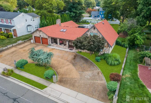 an aerial view of a house