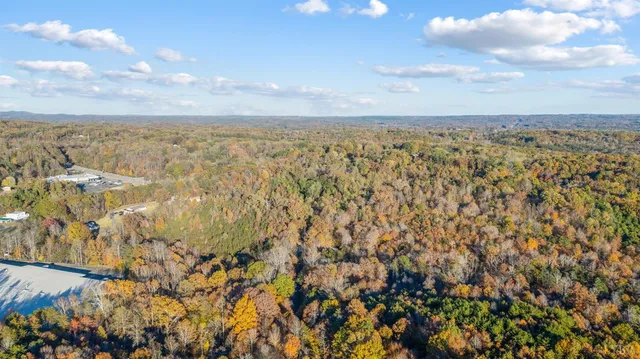 an aerial view of residential houses with city view