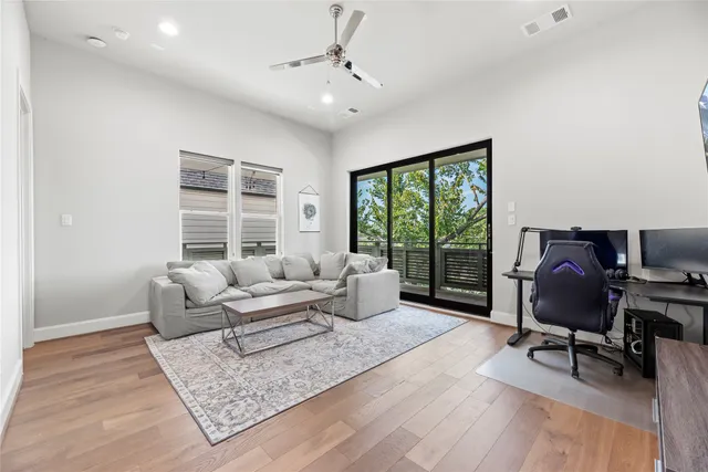 a view of a backyard with a sitting area