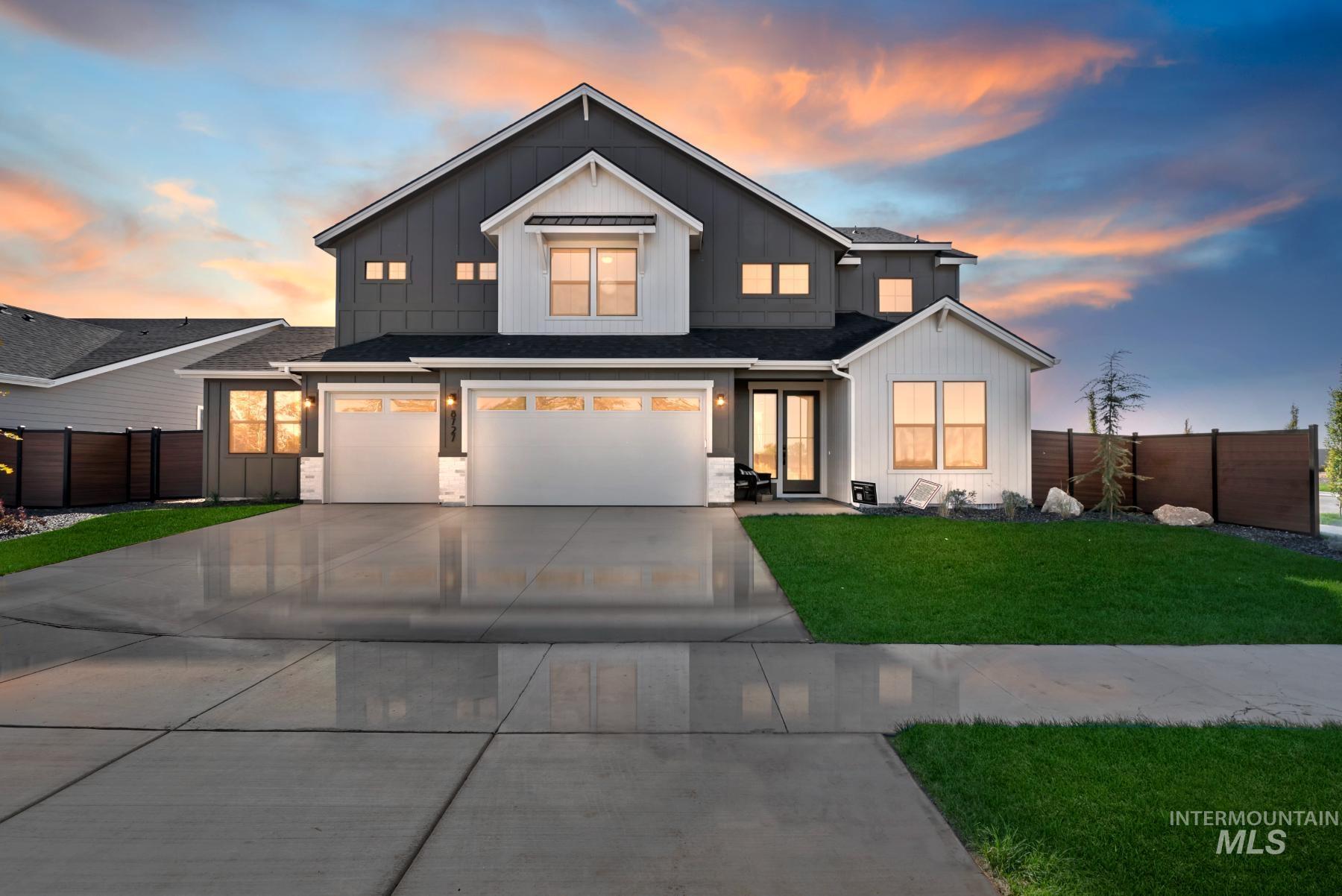 8410 West Graye Street, Unit ALPINE Meridian, ID 83646 - Photo 1 of 45 Contemporary two-story residence featuring a striking dark gray and white exterior