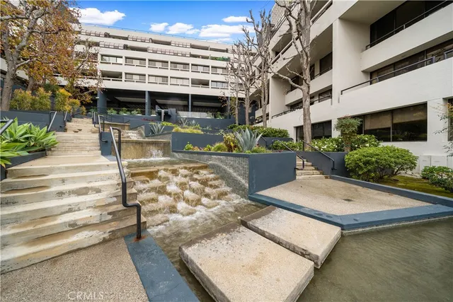 a view of parking garage with racks
