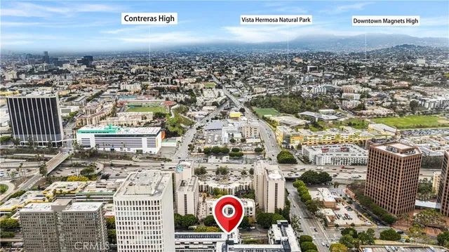 an aerial view of a city