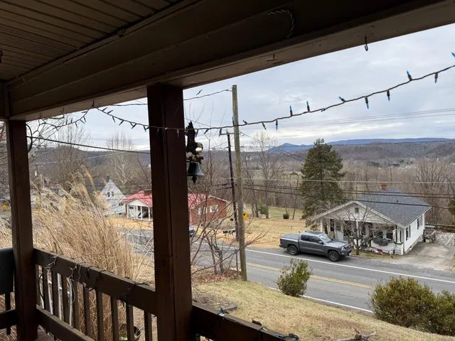 a view of a building from a window
