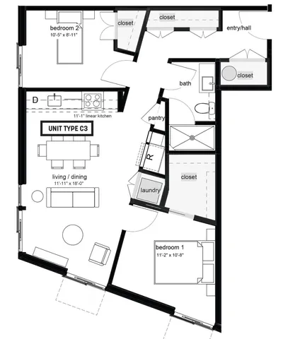 an outdoor space with seating