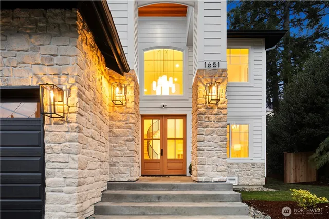 a front view of a brick house