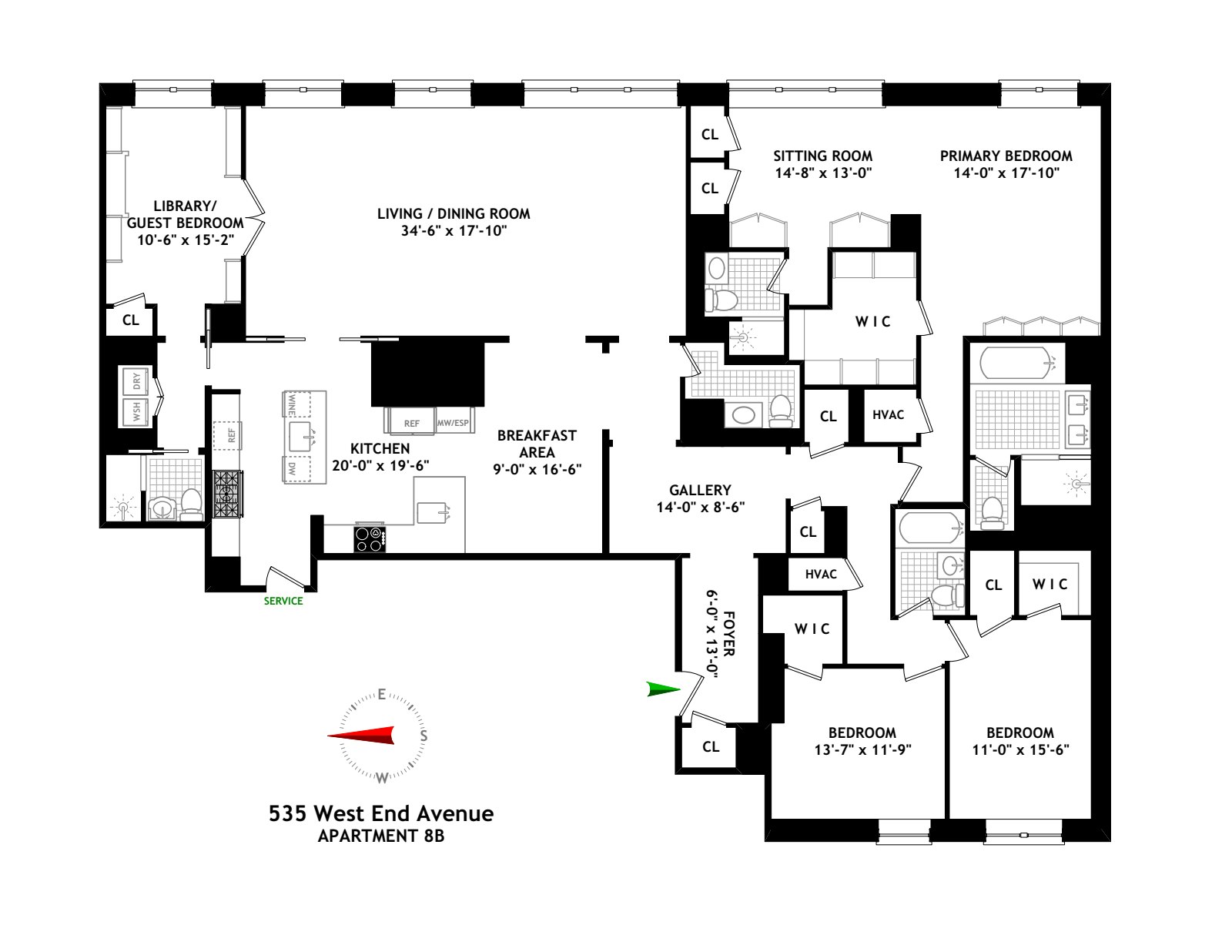 535 West End Avenue, Unit 8B Manhattan, NY 10024 - Photo 16 of 16 a picture of a room with lots of white furniture