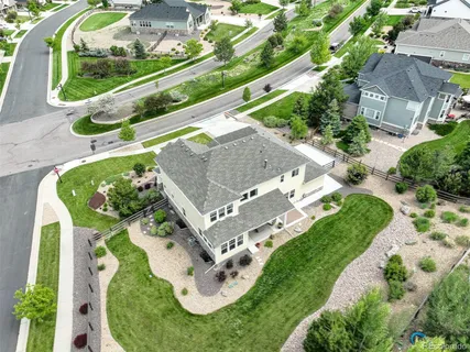 an aerial view of a house having outdoor space