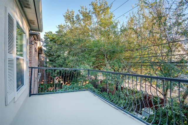 a view of a balcony with lake view