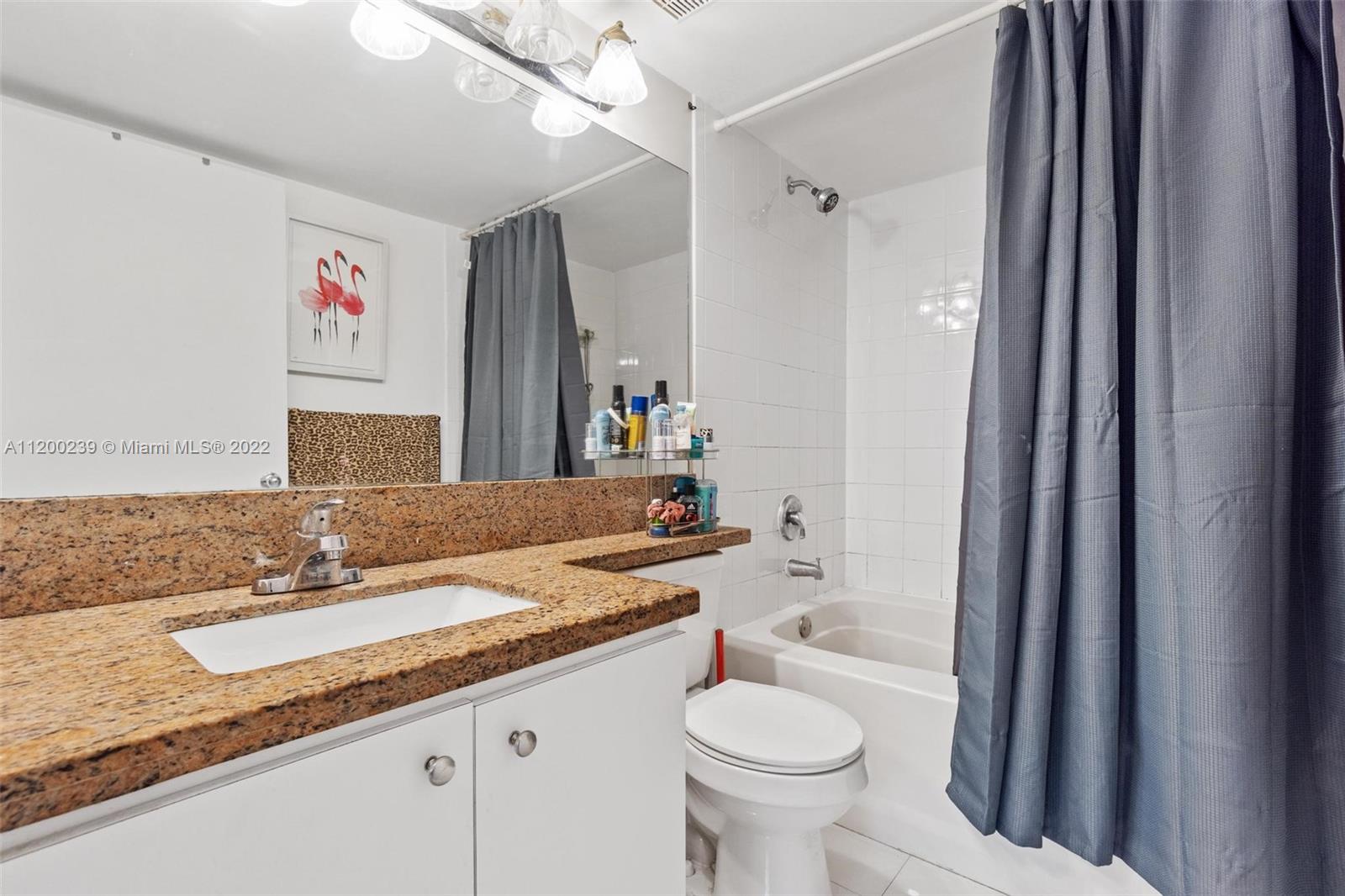2071 Renaissance Boulevard, Unit 203 Miramar, FL 33025 - Photo 11 of 17 a bathroom with a granite countertop sink and a mirror
