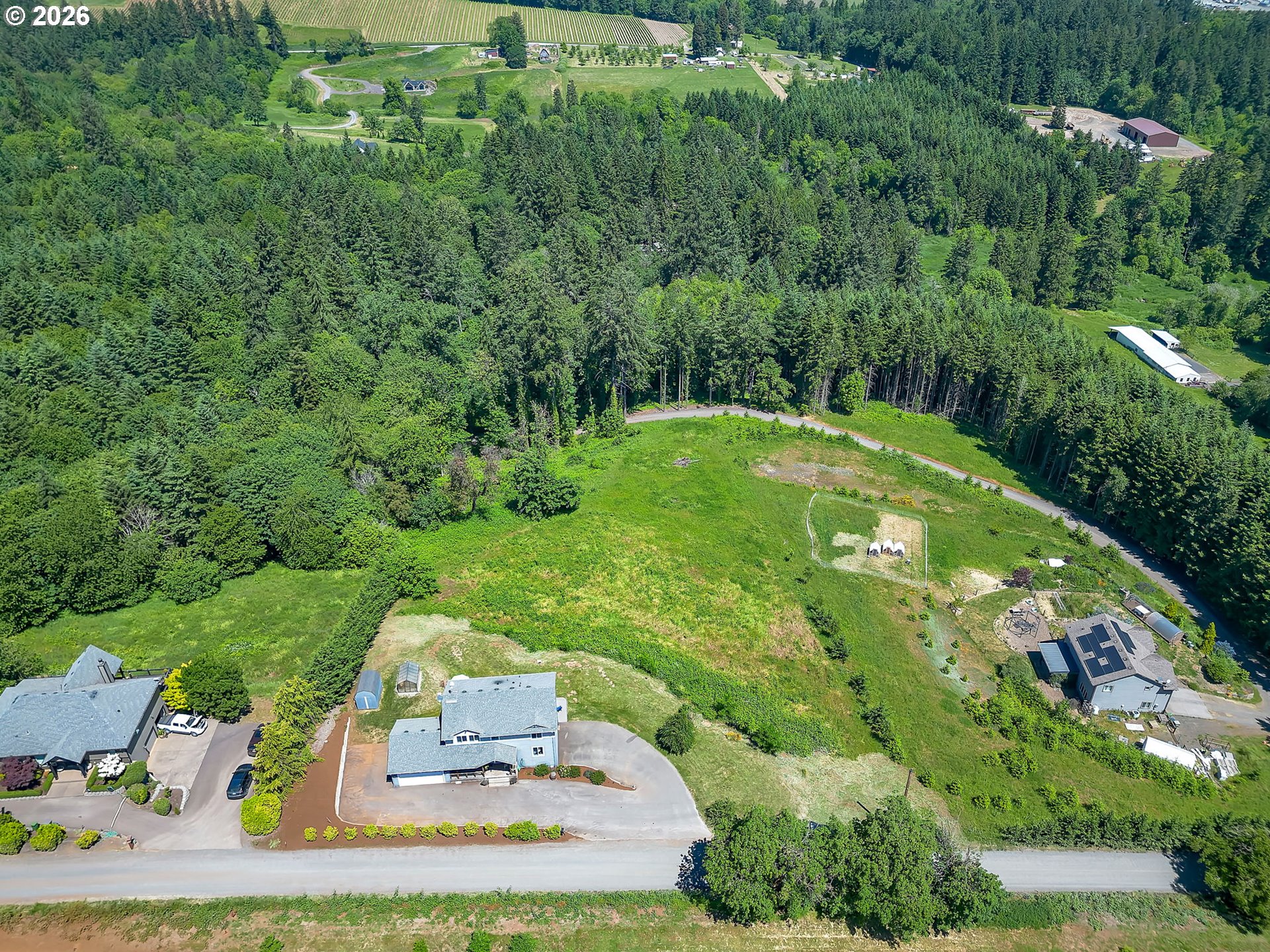 19775 Northeast Trunk Road Dundee, OR 97115 - Photo 46 of 48 an aerial view of a house with a yard
