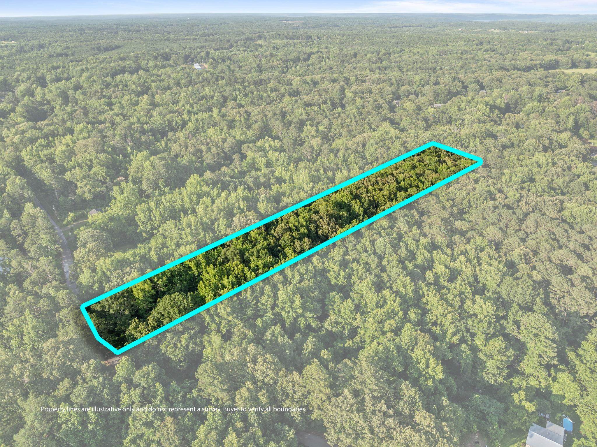 Tbd Spring Street Iuka, MS 38852 - Photo 3 of 12 Aerial view of property and surrounding area with a forest and property parcel outlined