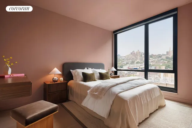 a bedroom with bed and window