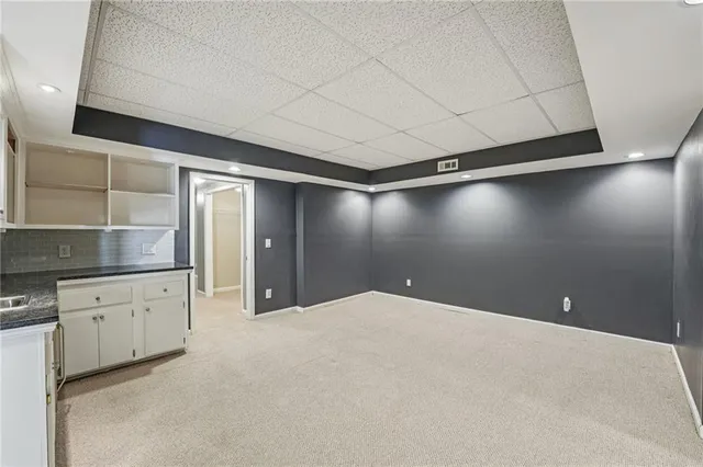 a view of a room with windows