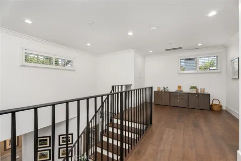 a view of a hallway with workspace