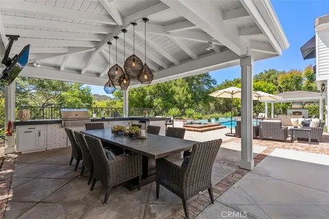 a view of a table and chairs in patio