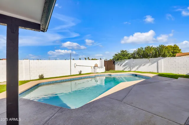a view of an outdoor space with porch area