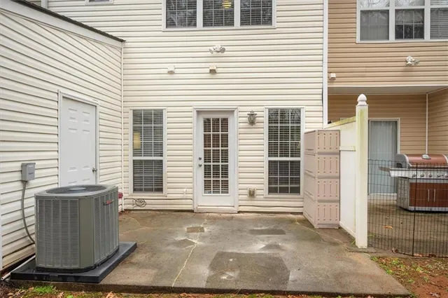 a view of a house with a white door